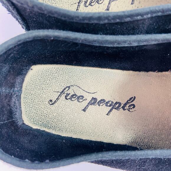 Free People Black Espadrille Suede Leather Slip On Shoes Size US 7.5 - Picture 6 of 9